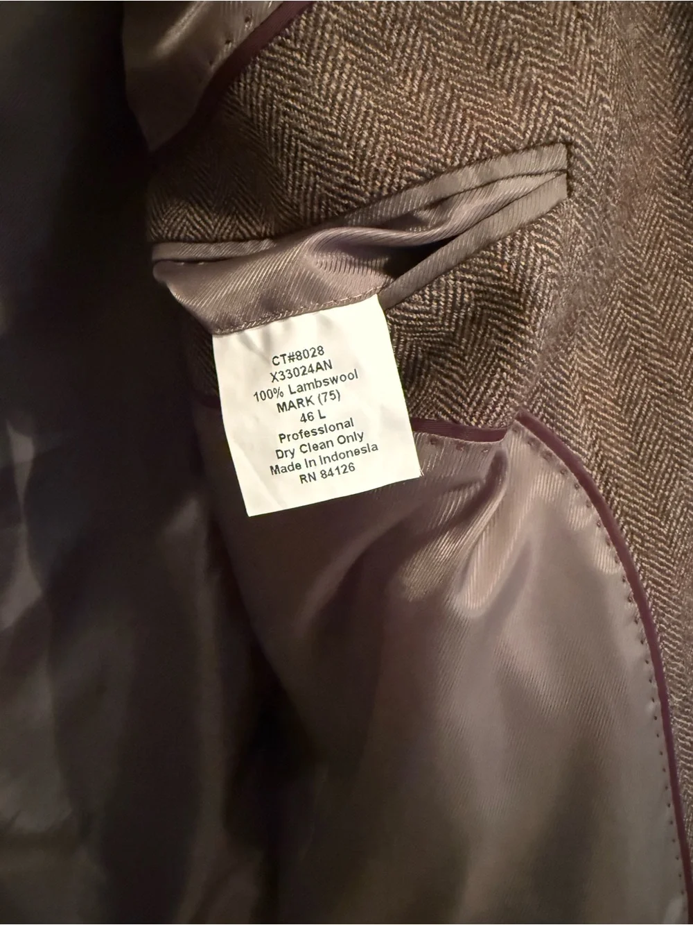 Saddlebred Men's Brown Herringbone Two-Button Sport Coat